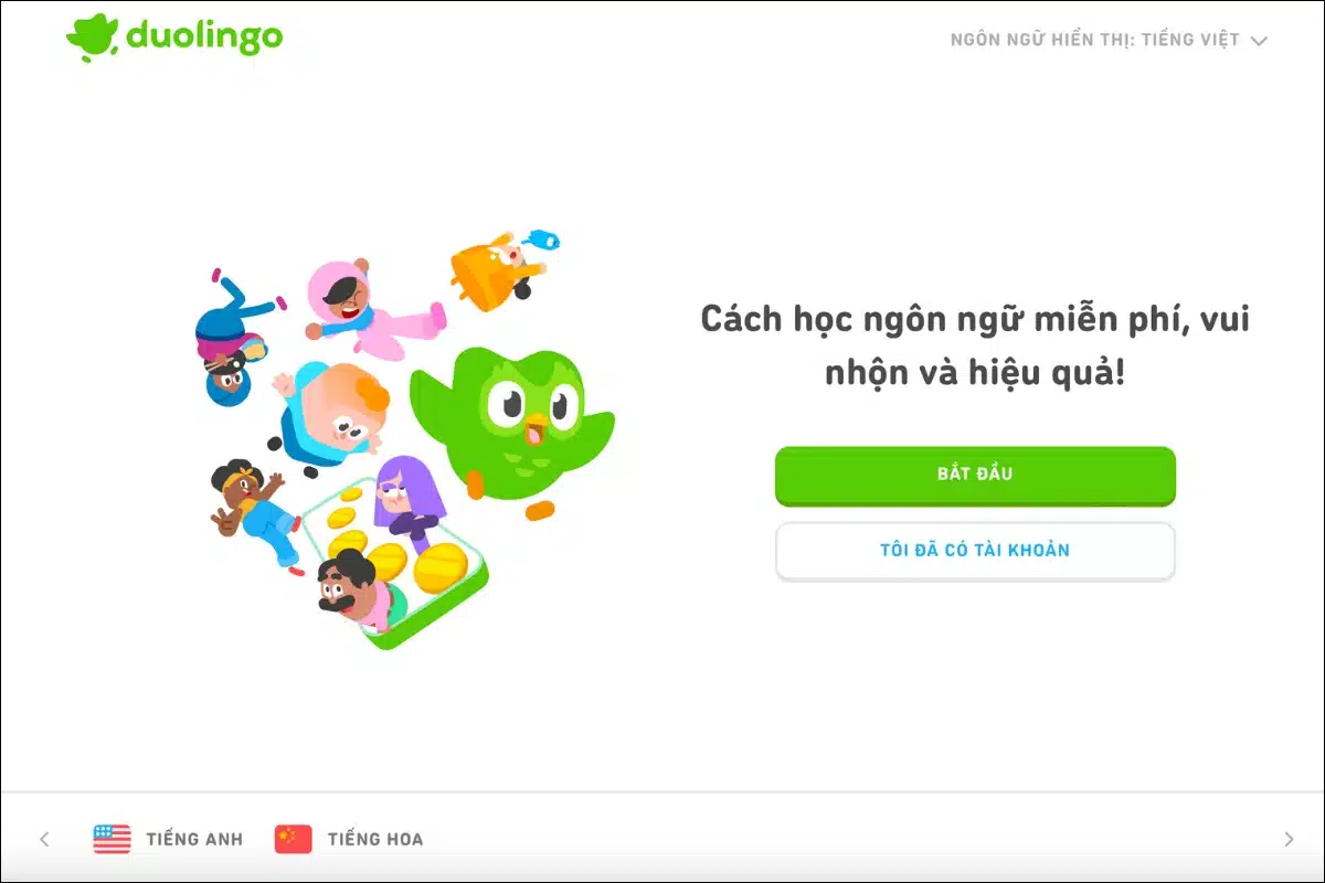 Duolingo là trang tự học tiếng anh giao tiếp tại nhà miễn phí rất được yêu thích